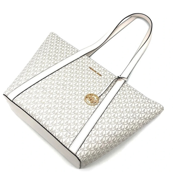 Michael Kors Pratt Large Signature Logo Tote Bag Light Cream Multi - Picture 6 of 11